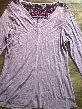 Soft Surroundings Mauve V-Neck Long Sleeve Tunic